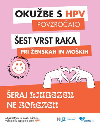 Šeraj ljubezen, ne bolezen –  dan cepljenja proti HPV za vse mlade do 26. leta