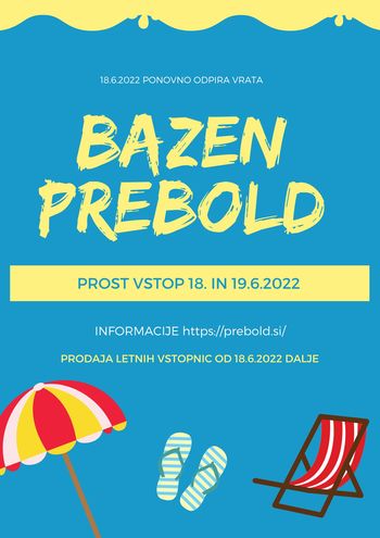 18.6.2022 ponovno odpira vrata bazen Prebold