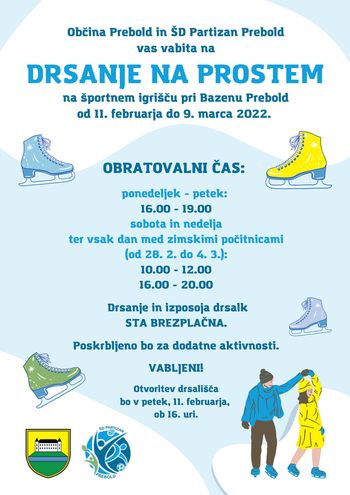 Drsanje na prostem - športno igrišče pri Bazenu Prebold - otvoritev 11.2. ob 16.00 