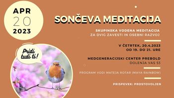 Sončeva  vodena meditacija 20.4. v Medgeneracijskem centru Prebold 