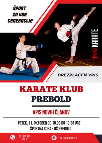 Karate klub Prebold vabi k vpisu