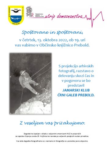 Predstavitev Jamarskega kluba Črni galeb Prebold
