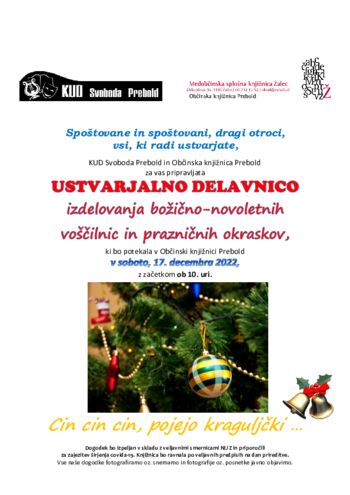 Ustvarjalna delavnica izdelovanja božično-novoletnih voščilnic in prazničnih okraskov