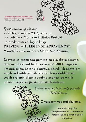 Predstavitev trilogije knjig DREVESA: MITI, LEGENDE, ZDRAVILNOST