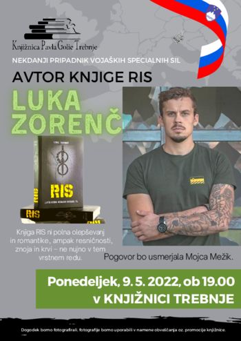 Luka Zorenč bo predstavil svojo knjigo Ris