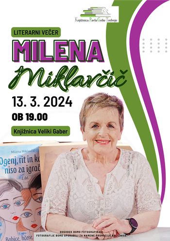 Milena Miklavčič v knjižnici Veliki Gaber