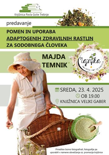 Predavanje Majde Temnik: Pomen in uporaba adaptogenih zdravilnih rastlin za sodobnega človeka 