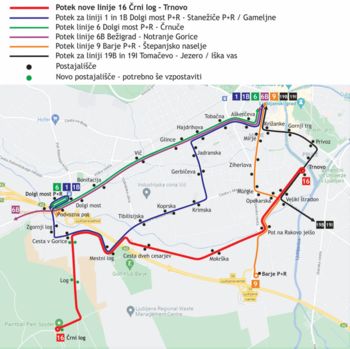 Linija 16 z daljšo traso 