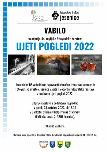 28. oktober ob 18. uri: Ujeti pogledi, odprtje razstave, Banketna dvorana Kolpern
