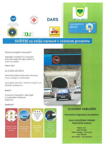 Predavanje za večjo varnost v cestnem prometu