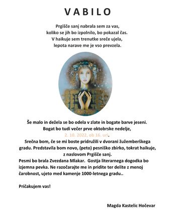 Predstavitev pesniške zbirke Magde Kastelic Hočevar