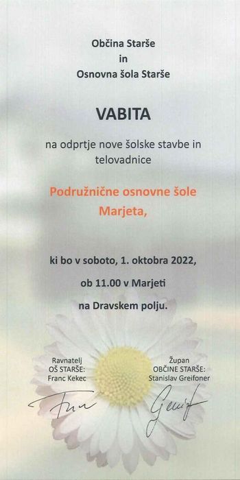Odprtje Podružnične osnovne šole Marjeta