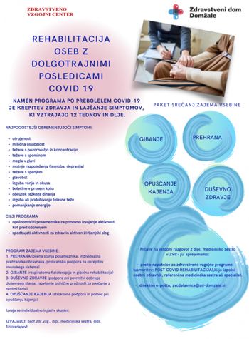 Rehabilitacija oseb z dolgotrajnimi posledicami covid 19 v Zdravstvenem domu Domžale