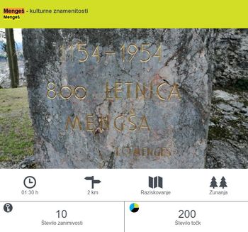 Naložite aplikacijo CŠOD misija in se sprehodite po poti Z Janezom Trdino po Mengšu ali pa po poti Mengeš – kulturne znamenitosti