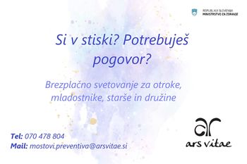 Društvo Ars Vitae na Ptuju nudi brezplačno poletno svetovanje v okviru programa Mostovi - preventiva
