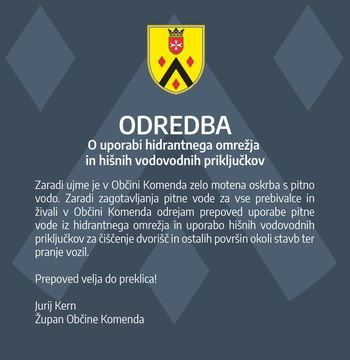Odredba o uporabi hidrantnega omrežja in hišnih vodovodnih priključkov