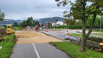 Začetek gradnje krožišča na Lavi 