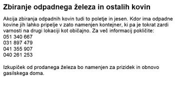 Zbiranje odpadnega železa in ostalih kovin Zbiranje odpadnega železa in ostalih kovin
