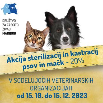 Akcija sterilizacij in kastracij lastniških psov in mačk 2023