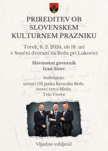PRIREDITEV OB SLOVENSKEM KULTURNEM PRAZNIKU