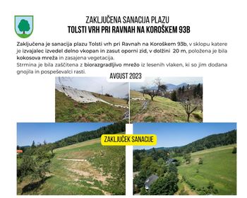 Zaključena je sanacija plazu na Tolstem vrhu pri Ravnah na Koroškem 93b