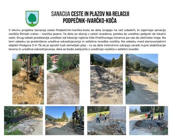 Sanacija ceste in plazov na cesti Podpečnik-Ivarčko-koča