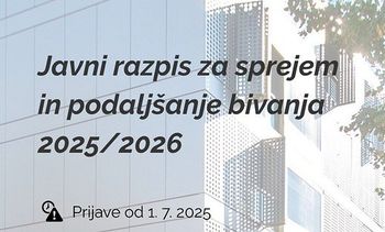 Objavljen razpis za sprejem in podaljšanje bivanja študentov v Ljubljani