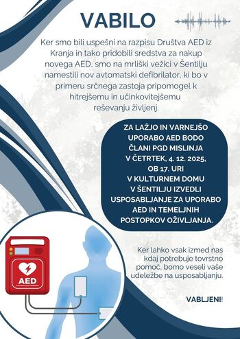 Brezplačno usposabljanje varne in učinkovite uporabe AED
