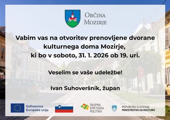 Vabilo: Otvoritev prenovljenega kulturnega doma