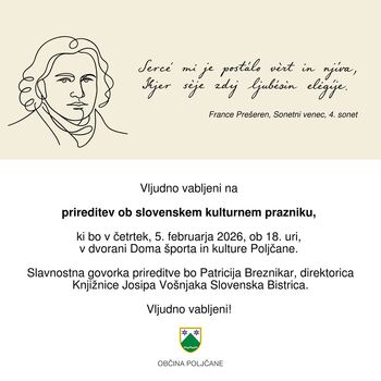 Vabilo na prireditev ob slovenskem kulturnem prazniku Vabilo na prireditev ob slovenskem kulturnem prazniku