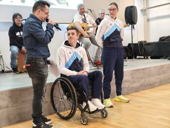 Sprejem za paraolimpijca Tabeo in Jerneja