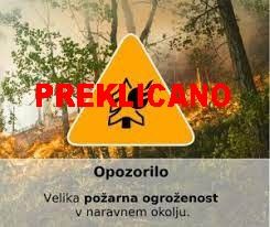 RAZGLAS O PRENEHANJU VELIKE POŽARNE OGROŽENOSTI NARAVNEGA OKOLJA NA DOLOČENIH OBMOČJIH DRŽAVE
