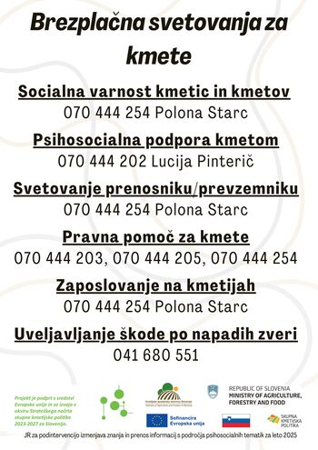 Brezplačna svetovanja za kmete