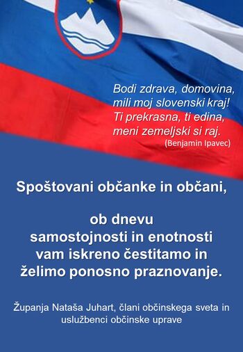 Voščilo ob dnevu samostojnosti in enotnosti