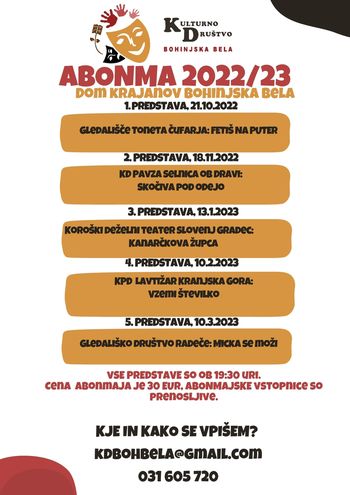 Gledališki abonma na Bohinjski Beli