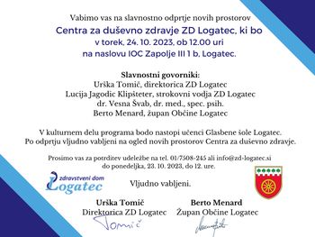 Slavnostno odprtje novih prostorov Centra za duševno zdravje ZD Logatec