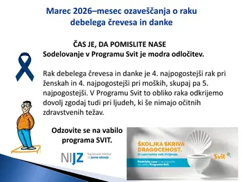 Marec - mednarodni mesec boja proti raku debelega črevesa in danke