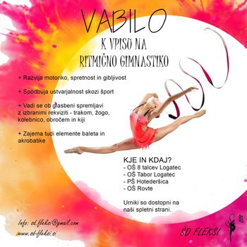 Vabilo k vpisu na ritmično gimnastiko