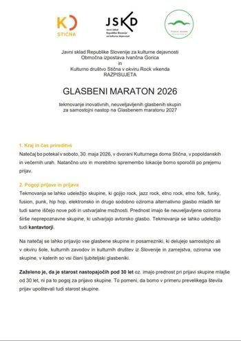Glasbeni maraton 2026