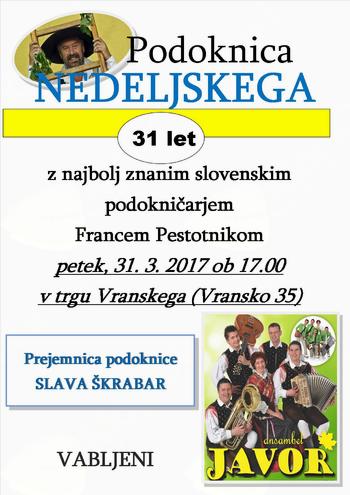 PODOKNICA NEDELJSKEGA na Vranskem