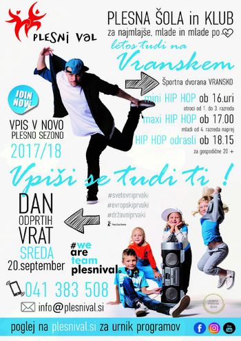 PLESNA ŠOLA IN KLUB PLESNI VAL za najmlajše, mlade in mlade po srcu. SEDAJ TUDI NA VRANSKEM.