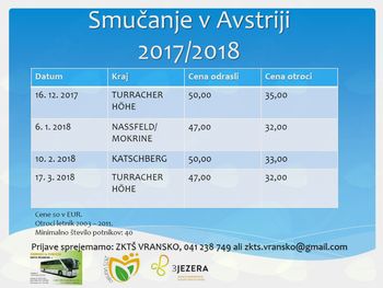 SMUČANJE V AVSTRIJI 2017/2018