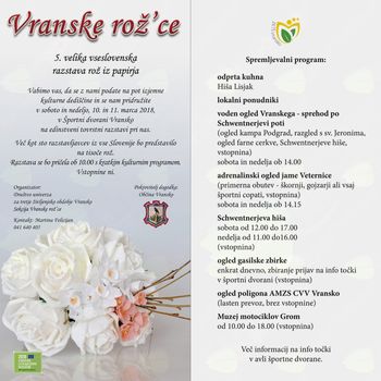 VRANSKE ROŽ'CE - 5. velika vseslovenska razstava rož iz papirja