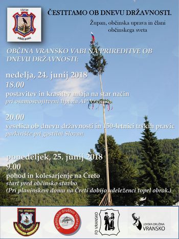 OBČINA VRANSKO VABI NA PRIREDITVE OB DNEVU DRŽAVNOSTI