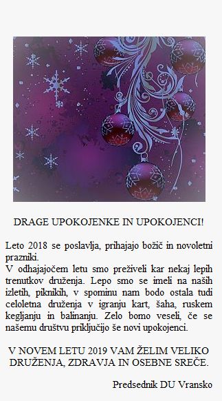 Voščilo upokojencev