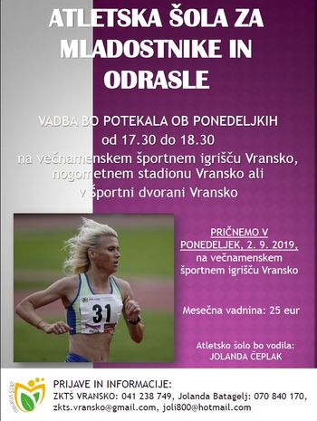 ATLETSKA ŠOLA ZA MLADOSTNIKE IN ODRASLE