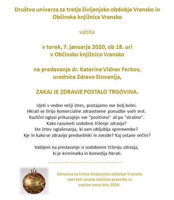 ZAKAJ JE ZDRAVJE POSTALO TRGOVINA - vabilo na predavanje