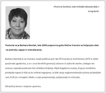Poslovila se je Barbara Ramšak