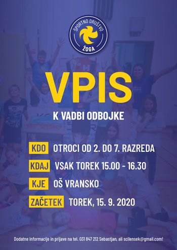 ŠD ŽOGA VABI K VPISU VADBE ODBOJKE V ŠPORTNI DVORANI VRANSKO ŠD ŽOGA VABI K VPISU VADBE ODBOJKE V ŠPORTNI DVORANI VRANSKO