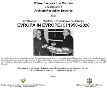 Razstava ob 70. obletnici Schumanove dekleracije EVROPA IN EVROPEJCI 1950–2020